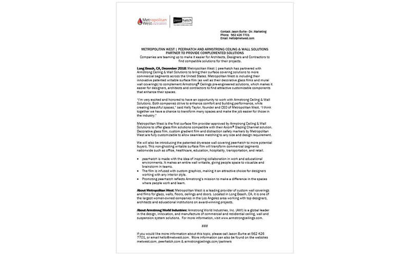 Armstrong Partnership with metwest and peerhatch