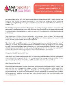 Metwest ceo speaks on extensive energy savings of solar window film at build expo