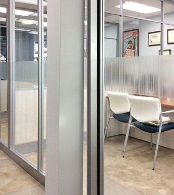 Distraction Markers Image of custom gradient glass walls and windows