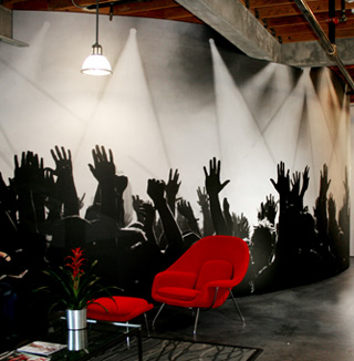 Image of 3D raising hands wall covering