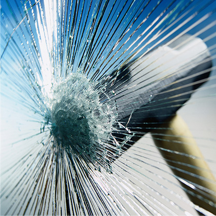 Image showing a glass hit by hammer